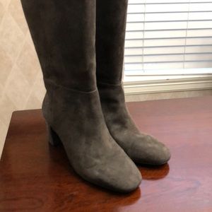 Gray Ann Taylor Suede Boots with Leather Sole
